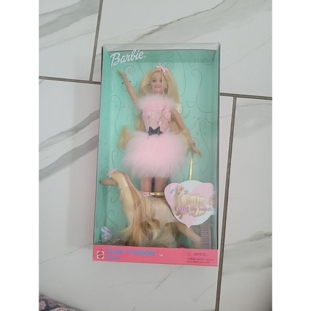 Barbie‎ Glam N Groom Doll With Lacey Hound Dog 1999 Mattel 27271 NRFB